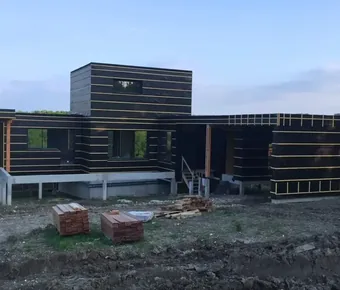 Chantier d'une maison à ossature bois
